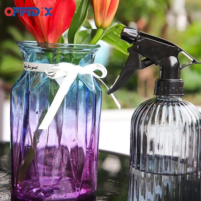 OFFIDIX Flower Vase, Gradient Multicolor with Geometric Faceted Design Art Decorative Glass Vase for Wedding, Dinning, Bookshelf, Home Decoration or Gift