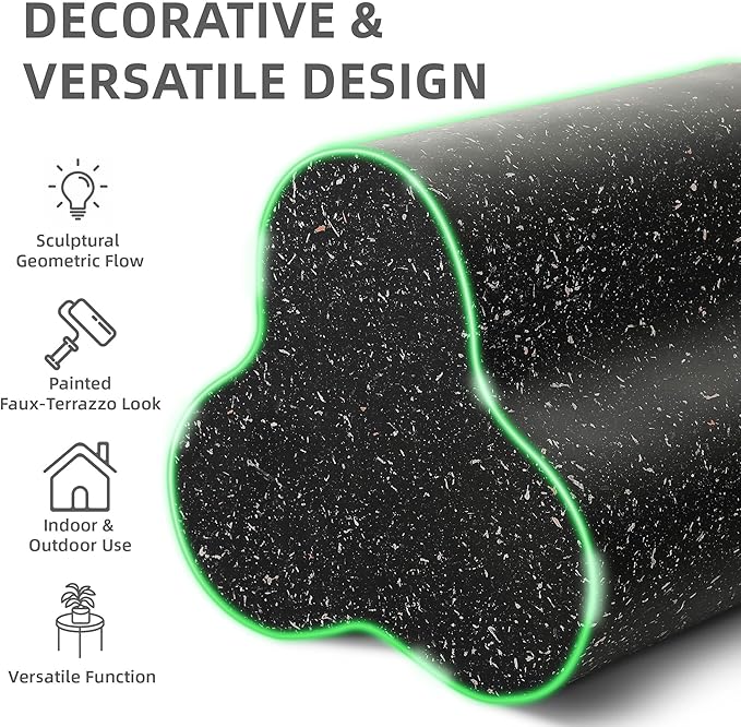 18” Outdoor Side Table, Durable Lightweight MGO Faux Terrazzo Patio Accent Table, Outdoor Modern Coffee Table, 3-in-1 Weatherproof End Table Garden Stool for Garden, Balcony,Poolside,Black