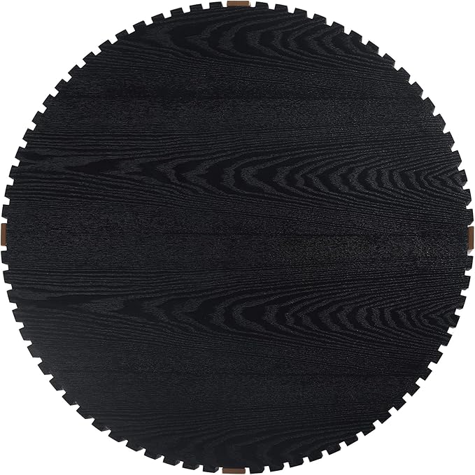 Black Round Coffee Table for Living Room, 31.5" Modern Handcraft Drum Coffee Table, Circle Wood Side Table End Table Accent Center Table, Small Coffee Table with Sturdy Pedestal, Black