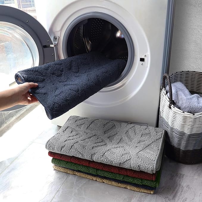 TOONOW Indoor Doormat Front Door Mat,30"x18", Low-Profile Machine Washable Kitchen Rug, Absorbent Mud Half Round Entrance Mat for Outdoors, Entryway, Patio, Bedroom, French Blue