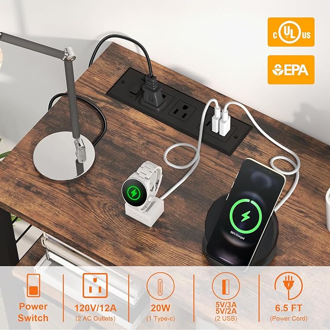 Livofloral Console Tables with Charging Station, 4 Tier Narrow Sofa Tables with Storage Shelves, Entryway Tables with Outlet and USB Ports, Behind Couch Table for Living Room Hallway, Rustic Brown