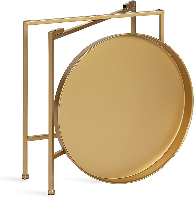 Kate and Laurel Celia Glam Round Side Table, 18.25 x 18.25 x 22, Gold, Modern Minimalist Accent Table for Storage and Display
