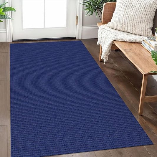 IOHOUZE Washable Area Rug 3x5 Non Slip Woven Rugs for Entryway Rugs Indoor Outdoor Doormat Throw Rug Floor Carpet for Entrance Kitchen Living Room, Royal Blue/Navy