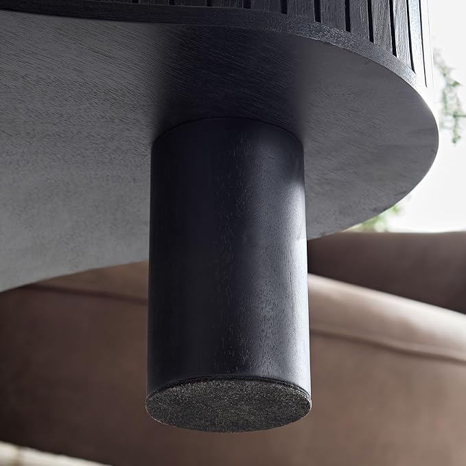 Coffee Table for Living Room, 42.52'' Modern Wooden Handcraft Drum Coffee Table Irregular Shaped Coffee Table,Small Coffee Table Side Table End Table with Sturdy Pedestal, Black