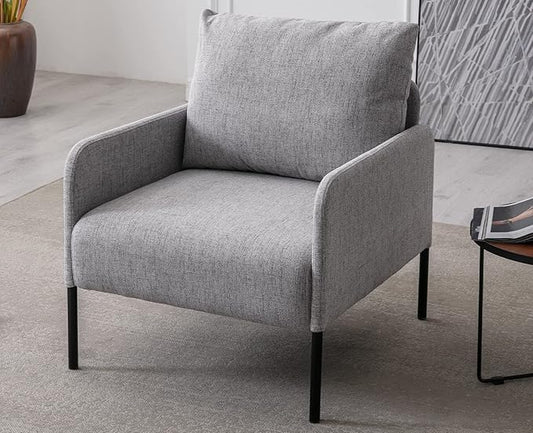 Kmax Fabric Single Sofa Couch Modern Accent Chair for Living Room Small Space, Apartment, Bedroom, Dorm, Office - Grey