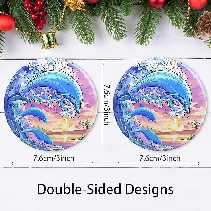 Dolphin Christmas Ornaments 2025 Dolphin Ornament Holidays Ornaments Beach Christmas Tree Ornaments Hanging Accessories Navidad decoracion Keepsake Xmas Gifts for Home Indoor Outdoor Decor