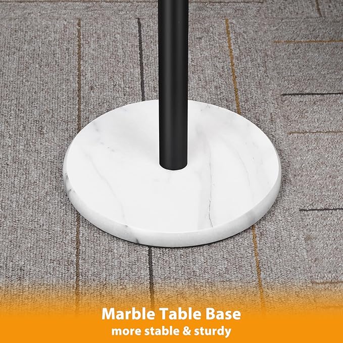 smusei Small Side Table for Small Spaces Round Bar Table with Marble Base Round End Table Drink Table Pedestal for Sofa Couch Chair Patio, Brown