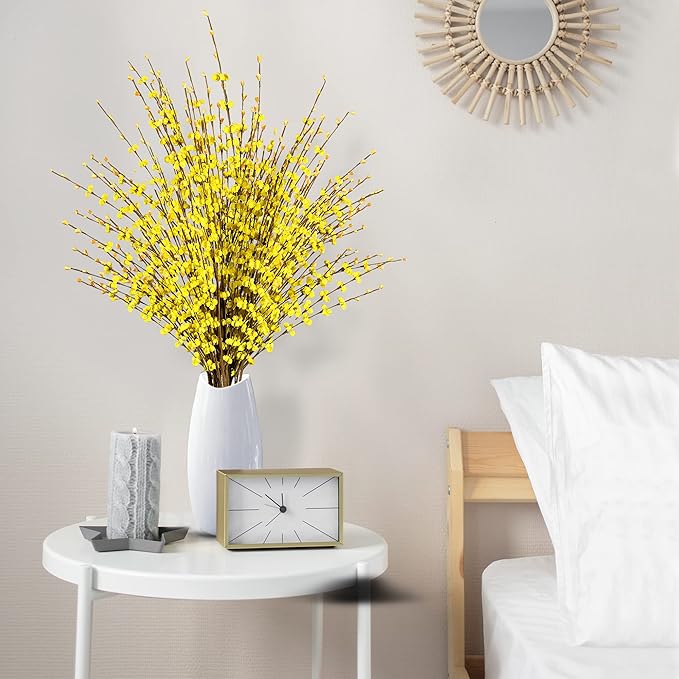 Sggvecsy 10 Pcs 29.5’’ Long Artificial Jasmine Flowers Tall Fake Flower Bouquet Faux Jasmine Plants Dry Branches for Wedding Home Party Office Hotel Restaurant Kitchen Decoration（Yellow）