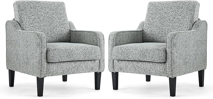 VINGLI Accent Chair for Living Room Chairs Reading Chair for Bedroom Chair Scooped Arm Chair Mid Century Modern Accent Chairs Upholstered Comfy Chair for Apartment, Waiting Room (2, Texture Gray)