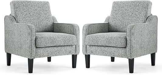 VINGLI Accent Chair for Living Room Chairs Reading Chair for Bedroom Chair Scooped Arm Chair Mid Century Modern Accent Chairs Upholstered Comfy Chair for Apartment, Waiting Room (2, Texture Gray)