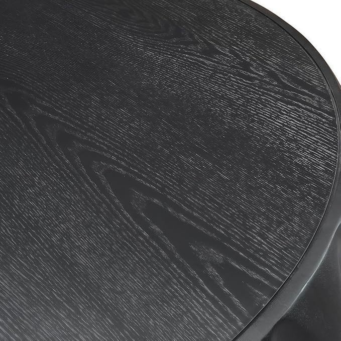 31.5" Round Solid Wood Carved Coffee Table with Elegant Sculptural Design,Modern Side Table for Living Room,Bedroom,Office，Black