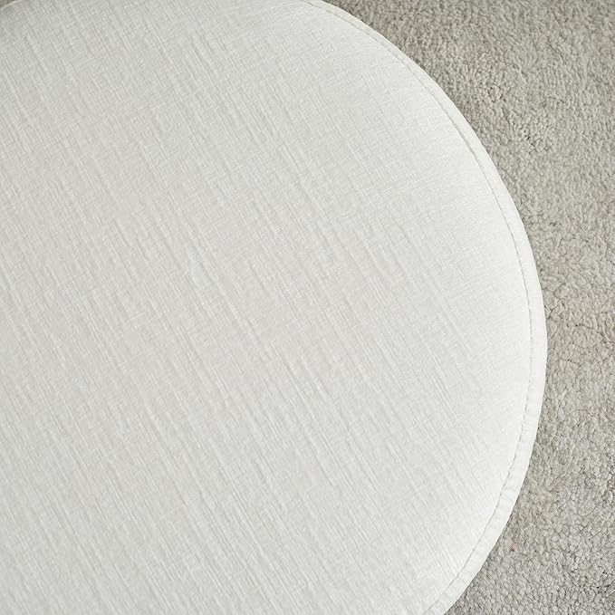 16.5 inch Tufted Small Round Storage Ottoman, Modern Upholstered Ottoman with Soft Padded Seat, Chic Round Vanity Foot Stool with Removable Lid,White