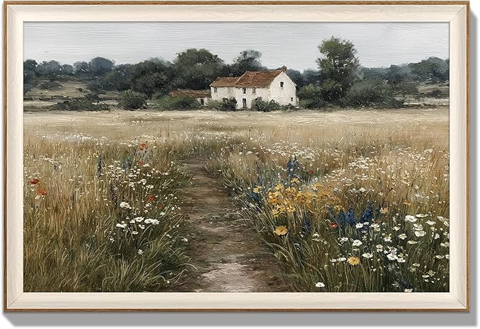 YUEYARIT Framed wall art, vintage wall decor, modern farmhouse style decor, canvas printed pictures, suitable for gifts, cottagecore bedroom, bathroom, living room, and office artwork.