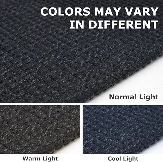 IOHOUZE Washable Runner Rug 2x6 Non Slip Runners for Hallways Entryway Runner Indoor, Kitchen Rugs Woven Cotton Floor Carpet for Kitchen Hall Entrance Bedroom, Black/Grey