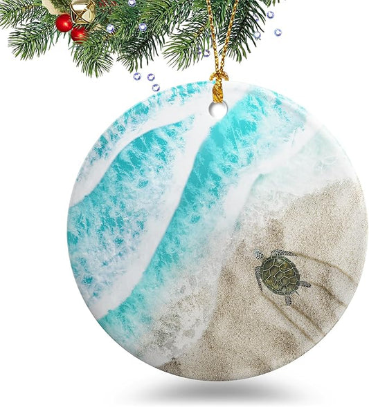 Sea Turtle Christmas Ornaments 2025 Sea Turtle Ornament Holidays Ornaments Beach Christmas Tree Ornaments Hanging Accessories Navidad decoracion Xmas Gifts for Home Indoor Outdoor Decor