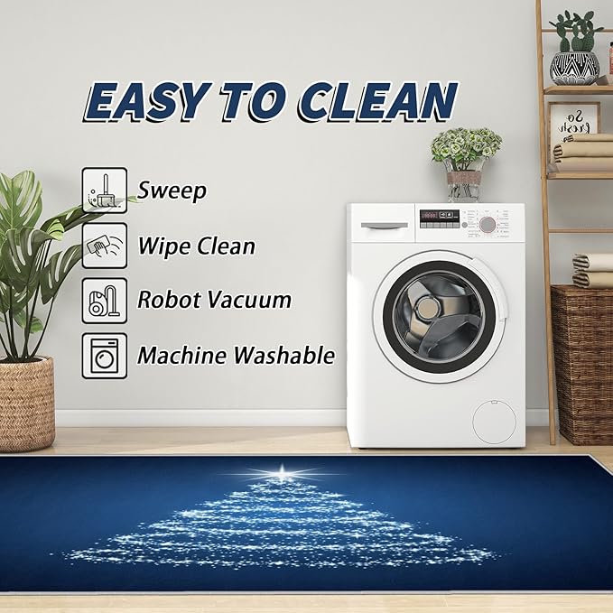 Christmas Tree Rug Big - 4x6 Rug, Abstract Xmas Tree Living Room Rugs, Christmas Bedroom Rugs, Modern Xmas Carpet, Holiday Kids Home Decor & Gifts