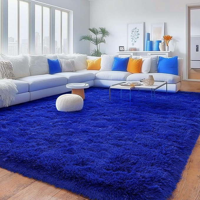 Rugs for Bedroom 4x6, Soft Shaggy Modern Shag Area Rug for Living Room, Upgrade Non-Slip Plush Fluffy Carpet for Kids Boys Girls Room Home Decor Aesthetic, Royal Blue