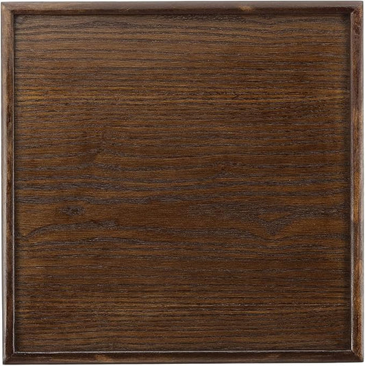 Wooden Serving Tray Square Wood Serving Tray Decorative Platter, 14.2x14.2 Inch Fit for Home Decor Kitchen Coffee Table Candle Holder, (Brown)