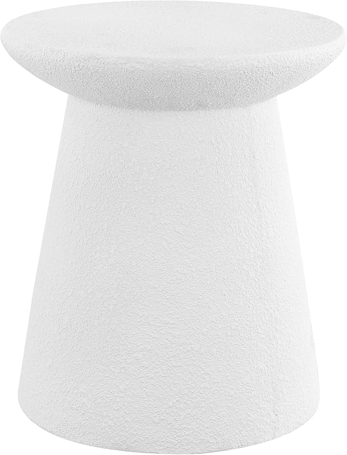 JONATHAN Y TBL1108A Hollie 18" Minimalist Modern Drum Indoor/Outdoor Accent Table Pedestal, Contemporary, Mid-Century, Art Deco, Bohemian, Patio, Garden Room, Bathroom, Living Room, White Frosted