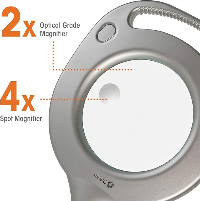 OttLite 43828C 2-in-1 LED Mag Floor and Table Lamps, 4.69" x 15.38" x 17.38", Silver