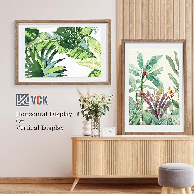 VCK 24x36 Poster Frame 2 Pack - Walnut, High-End Wood Picture Frames with Polished Plexiglass, Display 20x30 Photo with Mat or 24x36 without Mat, Art Gallery-Quality, Wall Hanging, Walnut