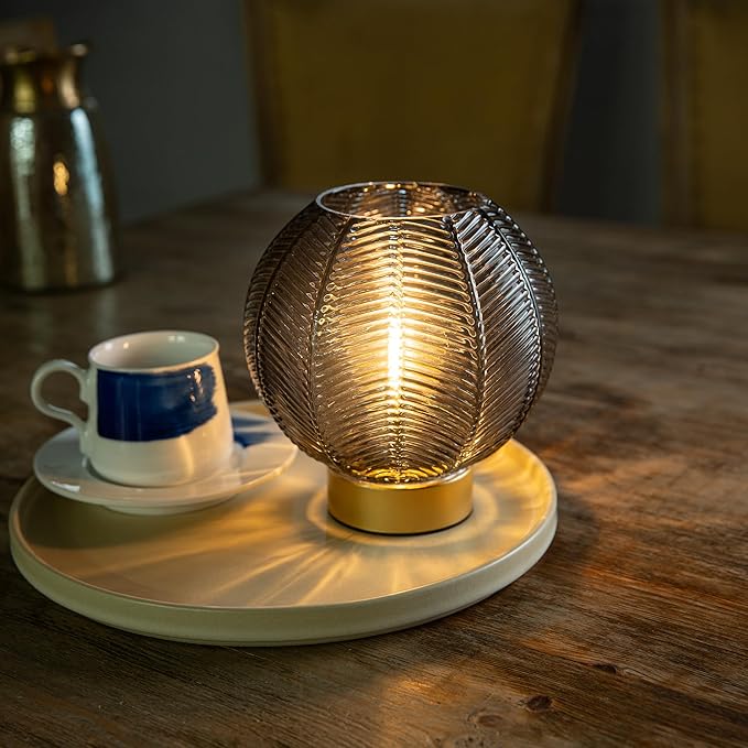 Battery Operated Lamp with Timer, Table Lamp Battery Powered, Small Cordless Bedside Lamp for Living Room Battery Lamp for Bedroom Kitchen Bath Room-Grey