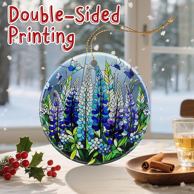Vibrant Lupine & Butterfly Christmas Ornaments: Christmas Decorations for Tree & Holiday Decor – Holiday Presents, Gift Ideas for Friends, Coworker, Family, Gardener, Teacher, and Neighbor. ﻿