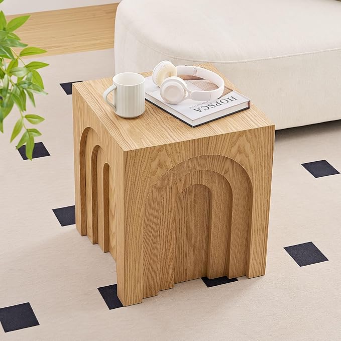 15.74'' Square Coffee Table for Living Room, Minimalist Coffee Table Modern Coffee Table, Tea Table Side Table End Table Small Coffee Table Accent Table Bedside Table for Apartment Office,Nature