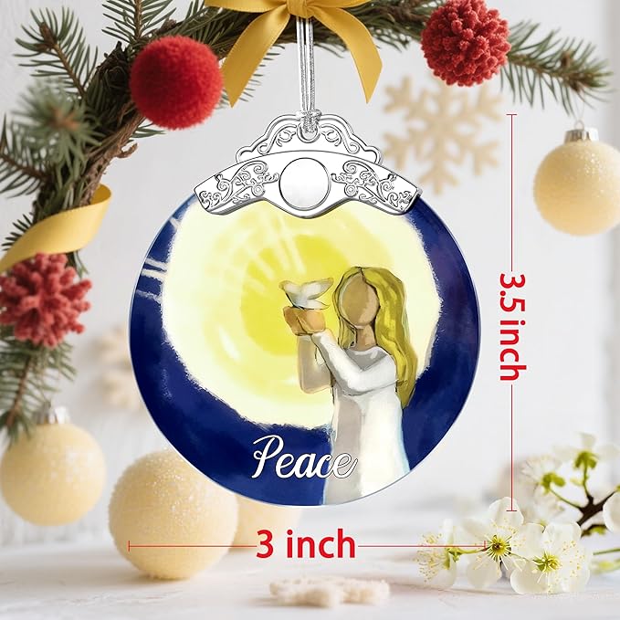 Stained Glass Peace Angel Christmas Ornament: Christmas Tree Ornaments & Decor, Holiday Decor – Holiday Presents, Gift Ideas & Gifts for Friends, Coworker, and Family