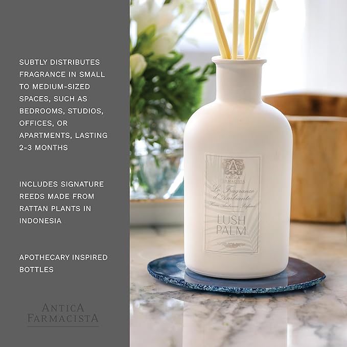 Antica Farmacista Home Ambiance Diffuser - Long-Lasting Reed Scent Diffuser - Luxury Room Freshener Gift - Lush Palm, 8.45 fl oz