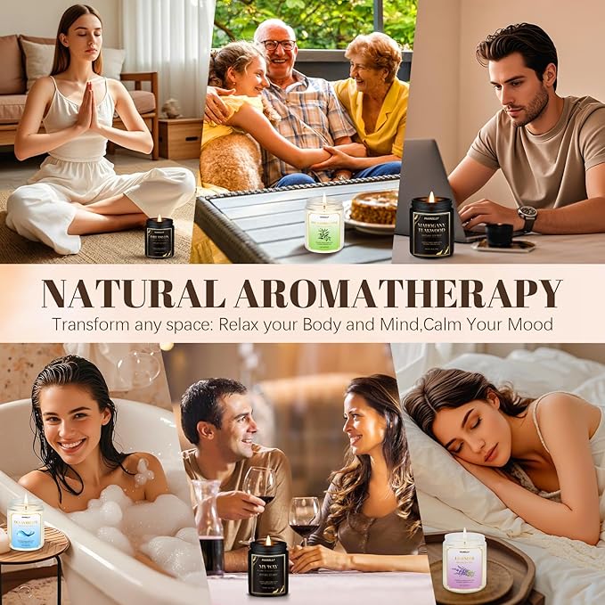 Lavender Candle, 9 oz Scented Candles for Home Soy Candle Wax, Long Lasting Aromatherapy Candles for Women, Birthday Christmas Gifts,Perfect for Creating a Relaxing Ambiance