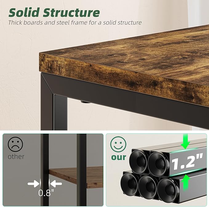 Simple Trending 3 Tier End Table, Side Table Sofa Couch Table for Living Room, Night Stand Storage Shelf, Rustic Brown