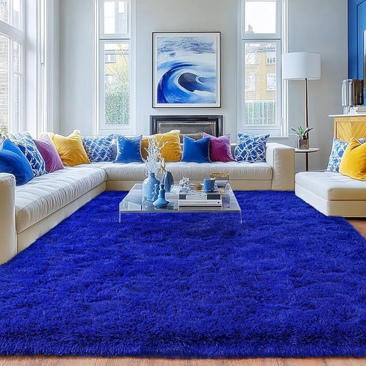 Rugs for Bedroom 4x6, Soft Shaggy Modern Shag Area Rug for Living Room, Upgrade Non-Slip Plush Fluffy Carpet for Kids Boys Girls Room Home Decor Aesthetic, Royal Blue