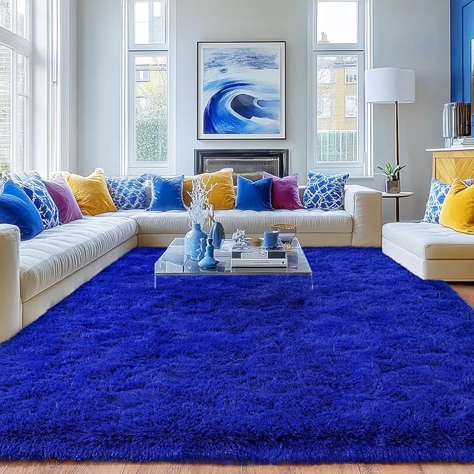 Rugs for Living Room 6x9, Soft Shaggy Modern Shag Area Rug for Bedroom, Upgrade Non-Slip Plush Fluffy Carpet for Kids Boys Girls Room Home Decor Aesthetic, Royal Blue