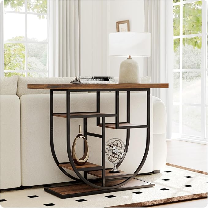 Modern Console Table for Entryway with Storage: 41.3 Inch Wood Sofa Tables for Living Room - Narrow Farmhouse Accent Desk for Home Decor