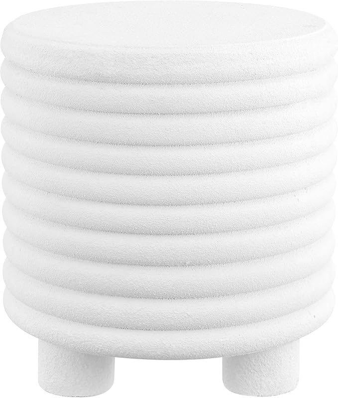 JONATHAN Y TBL1107B Evans 18" Minimalist Modern 3-Legged Drum Indoor/Outdoor Accent Table, Contemporary, Mid-Century, Art Deco,Bohemian, Patio, Garden, Bathroom, Living Room, White Frosted