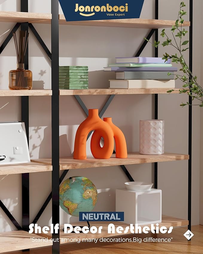 Hug Donut Decorative Vase Set - Modern Vases Home Decor, Decorative Vase for Bookshelf, Entryway Table, Dining Table Centerpiece, Mantle or Fireplace Decor, Console (Orange)