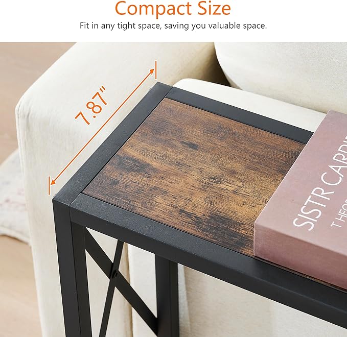 41.7" Console Table Behind Couch, Industrial Narrow Sofa Table for Hallway, Living Room, Bedroom, Rustic Brown
