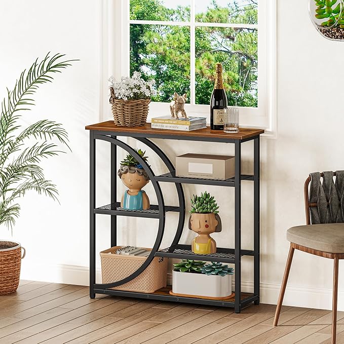 Snughome Entryway Table, Narrow Console Table, Industrial Sofa Table with 5 Tier Storage Shelves, Entrance Table for Hallway, Behind The Couch, Living Room, Foyer