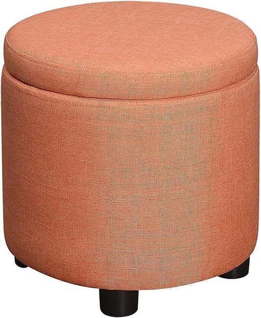Designs4Comfort Round Accent Storage Ottoman with Reversible Tray Lid