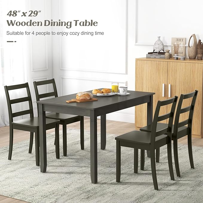 Giantex Dining Table for 4 People, 48” x 29” Kitchen Table with Wood Legs, Rectangular Dinner Tables for Small Space, Apartment, Living Room, Dinette, Load 330 Lbs, Dining Room, Grey