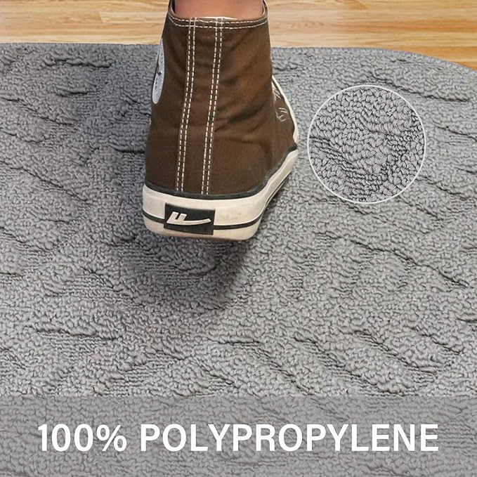 TOONOW Indoor Doormat Front Door Mat,30"x18", Low-Profile Machine Washable Kitchen Rug, Absorbent Mud Half Round Entrance Mat for Outdoors, Entryway, Patio, Bedroom, Light Grey