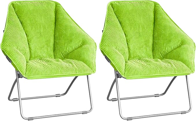 Zenithen Limited Portable Hexagon Folding Metal Framed Chairs, Perfect for Dorm Rooms, Bedrooms, Reading, Studing, Movies Gaming, and Living Rooms, Light Green (Pack of 2)