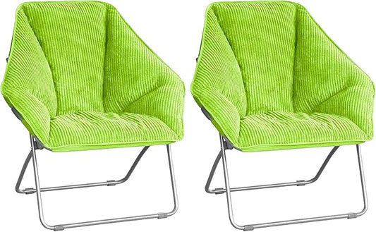 Zenithen Limited Portable Hexagon Folding Metal Framed Chairs, Perfect for Dorm Rooms, Bedrooms, Reading, Studing, Movies Gaming, and Living Rooms, Light Green (Pack of 2)