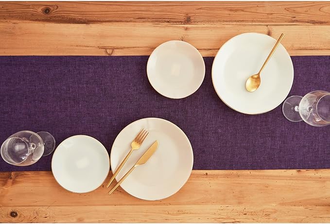 Solino Home Linen Table Runner 36 Inches - 100% Pure Linen Grape Table Runner 14 x 36 Inch Ideal for Dresser and Coffee Tables - Fall, Autumn, Halloween, Thanksgiving, Holiday - Athena