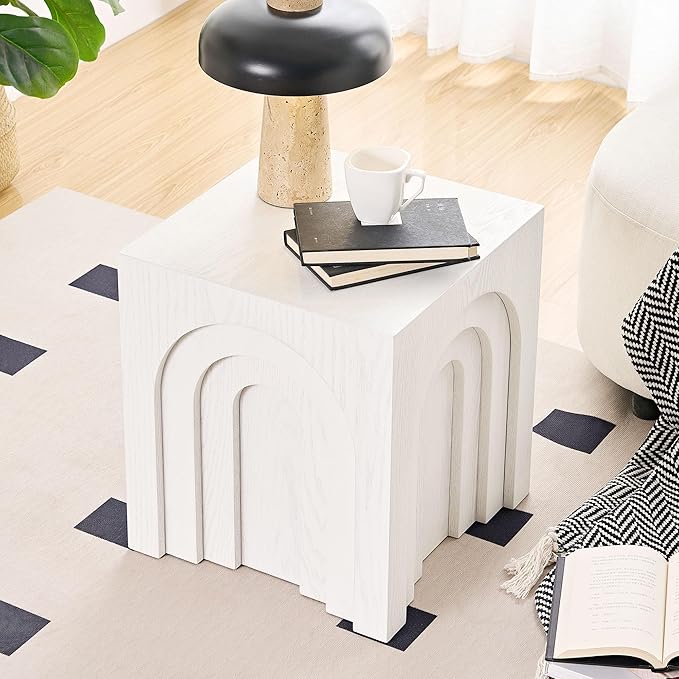 15.74'' Square Coffee Table for Living Room, Minimalist Coffee Table Modern Coffee Table, Tea Table Side Table End Table Small Coffee Table Accent Table Bedside Table for Apartment Office,White