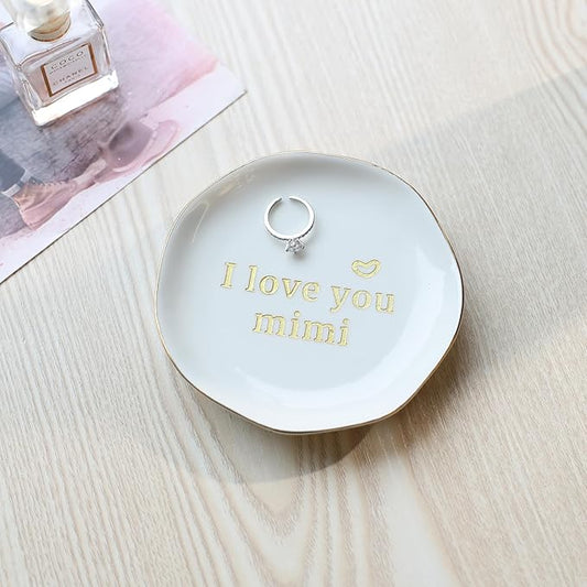 HOME SMILE Mimi Gifts for Grandma Mother's Day-I Love You Mimi Ring Dish-Mimi Gifts for Grandma Nana Birthday Christmas Valentine's,Gifts for Mimi from Grandkids Grandchildren