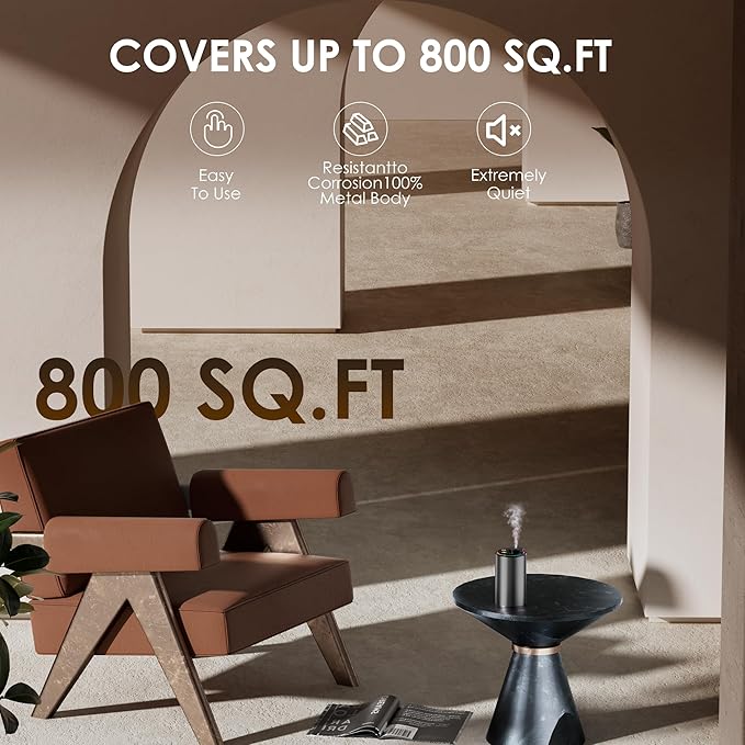 Waterless Essential Oil Diffuser, Portable Aromatherapy Diffuser,3 Countdown Timers & 3 Mist Levels for Home, Room, Car, Office (Grey)