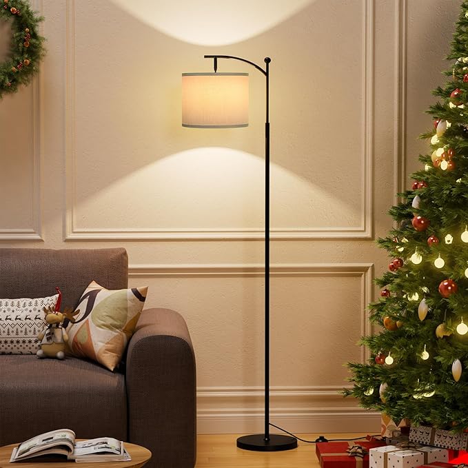 60" Floor Lamps with 3 Color Temperatures, Adjustable Grey Shade with Black Pole, Tall Lamps for Living Room, Bedroom, Office, Classroom, Dorm Room - 9W Bulb Included