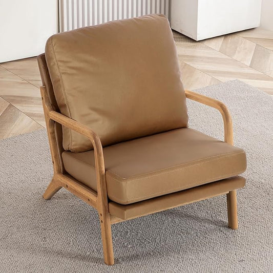 Mid Century Modern Accent Chairs for Living Room, 23” Wide Comfy Chair for Bedroom, Small Cozy Reading Chairs for Adults, 108° Lounge Arm Chair Indoor with Detachable Cover, 5.5" Foam Cushion